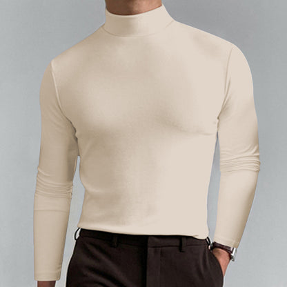 Autumn and Winter High Neck Long Sleeve T-Shirt for Men
