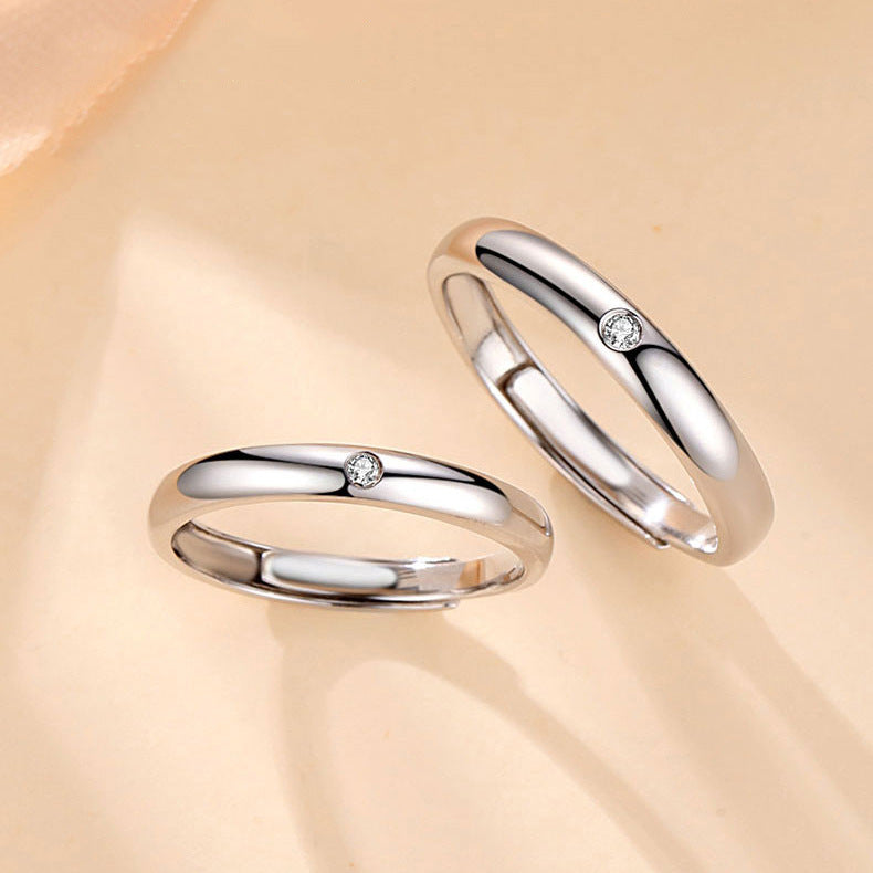Plain Silver Couple Ring - European and American Simple Versatile Design