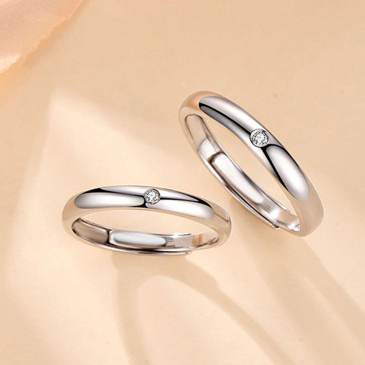 Plain Silver Couple Ring - European and American Simple Versatile Design