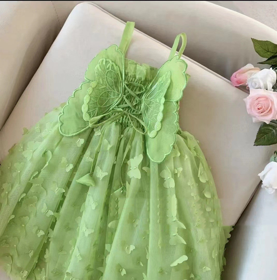 Dress Children's Mesh Skirt Children's Green Butterfly