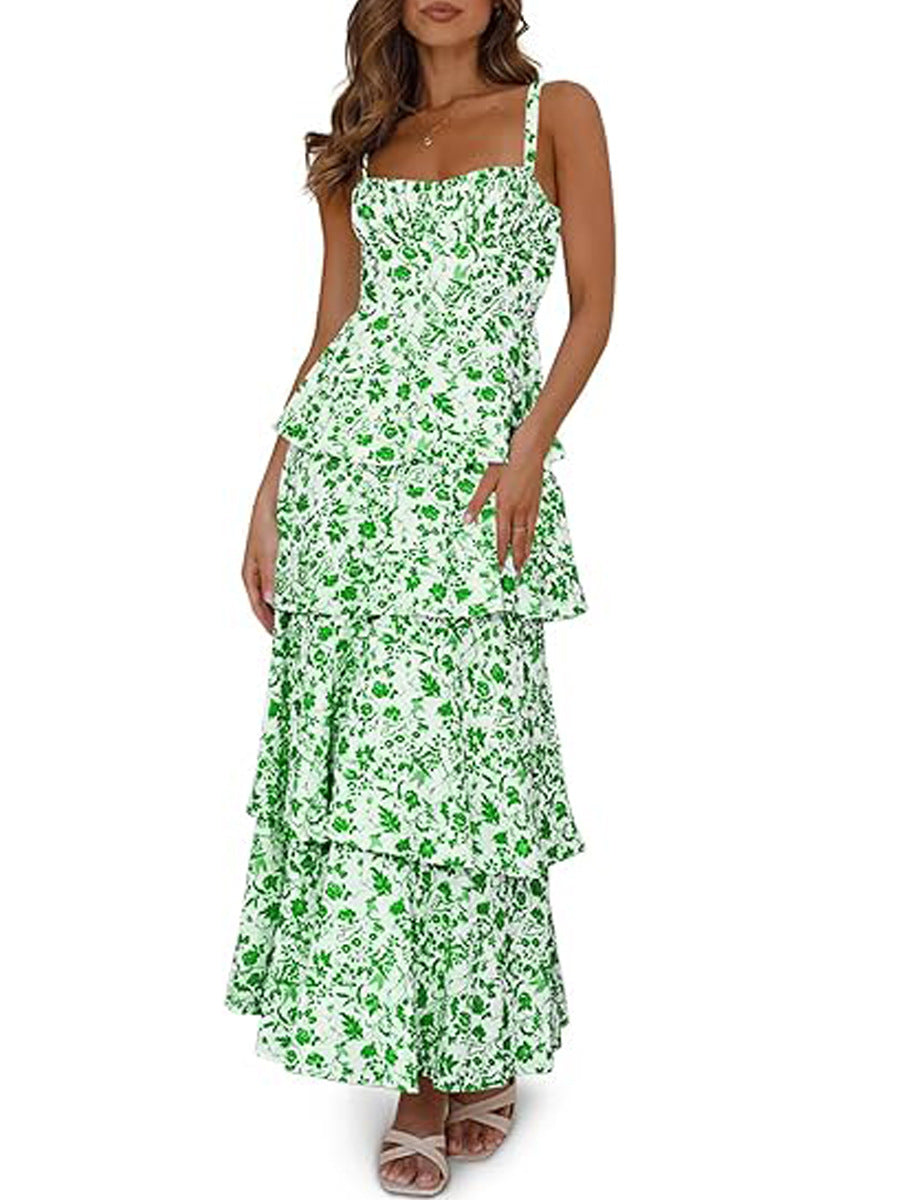 Spring And Summer Floral Holiday Party Backless Sweet Formal Dress Women