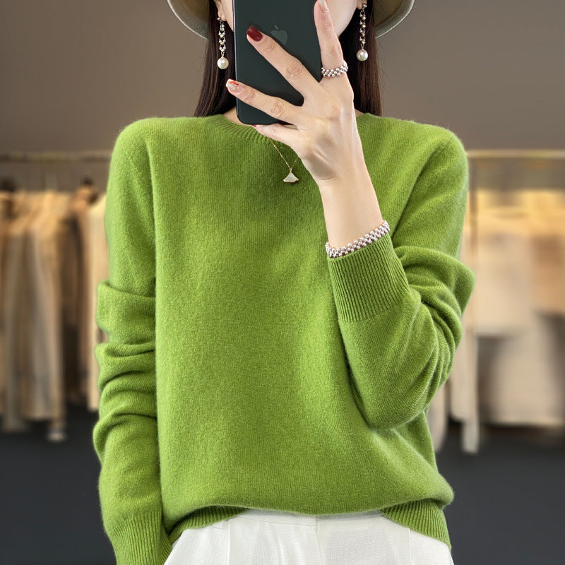 Women's Round Neck Sweater Loose Knitted Bottoming Sweater