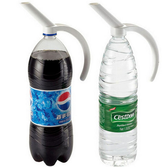Two bottles, one with a Pepsi label and the other with a Cestbon label, attached to a white pump.