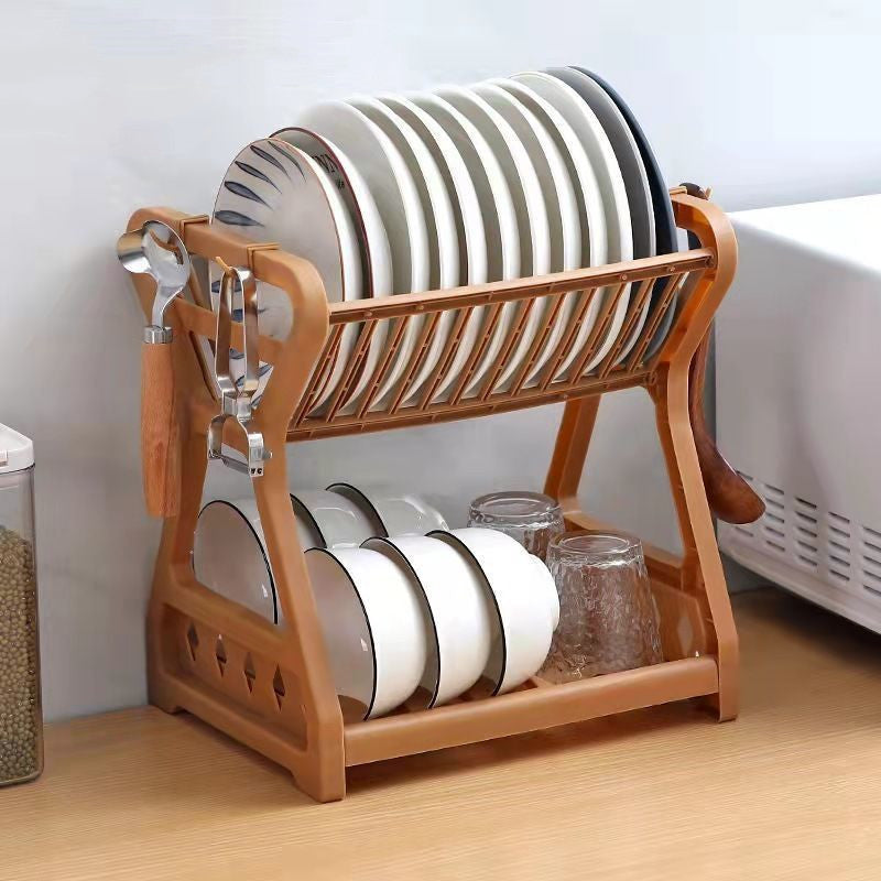 Kitchen Double Stacking Dish Rack Draining Shelf