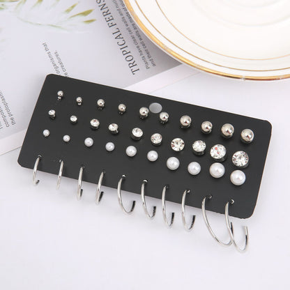 European And American New Pearl Zircon Earings Set Creative Retro Simple Elegant Earrings