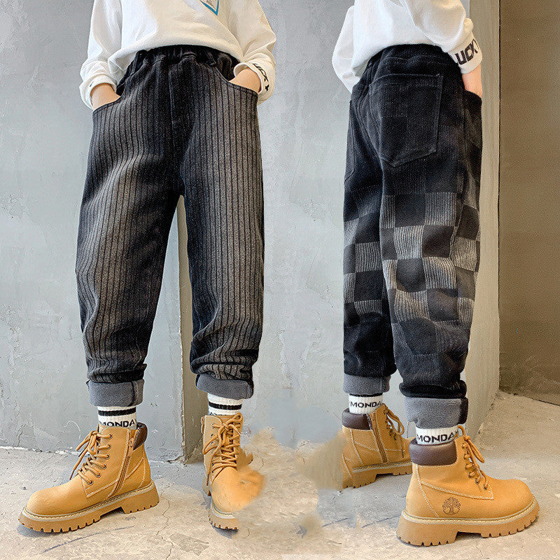 New Boys' Plush Fleece Jeans