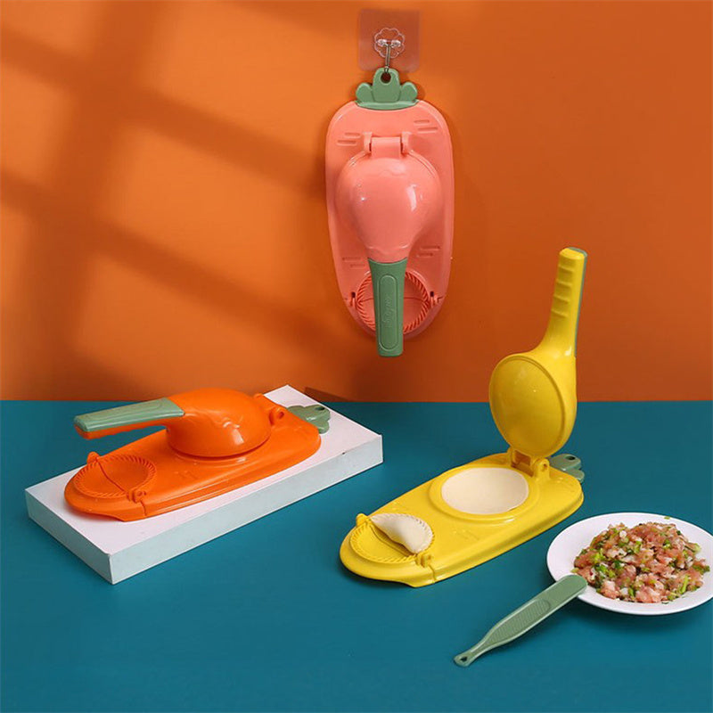Colorful kitchen gadgets on a blue and orange background