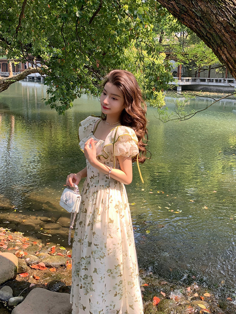 Green Floral Dress For Women In Summer