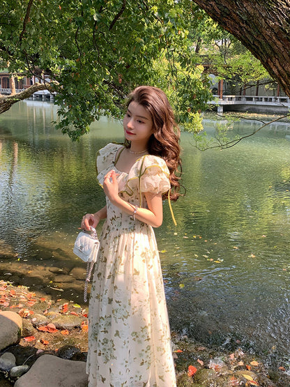 Green Floral Dress For Women In Summer