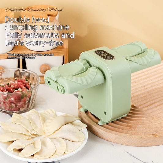 Electric Double-Headed Dumpling Maker – Fast & Easy Mold, Green