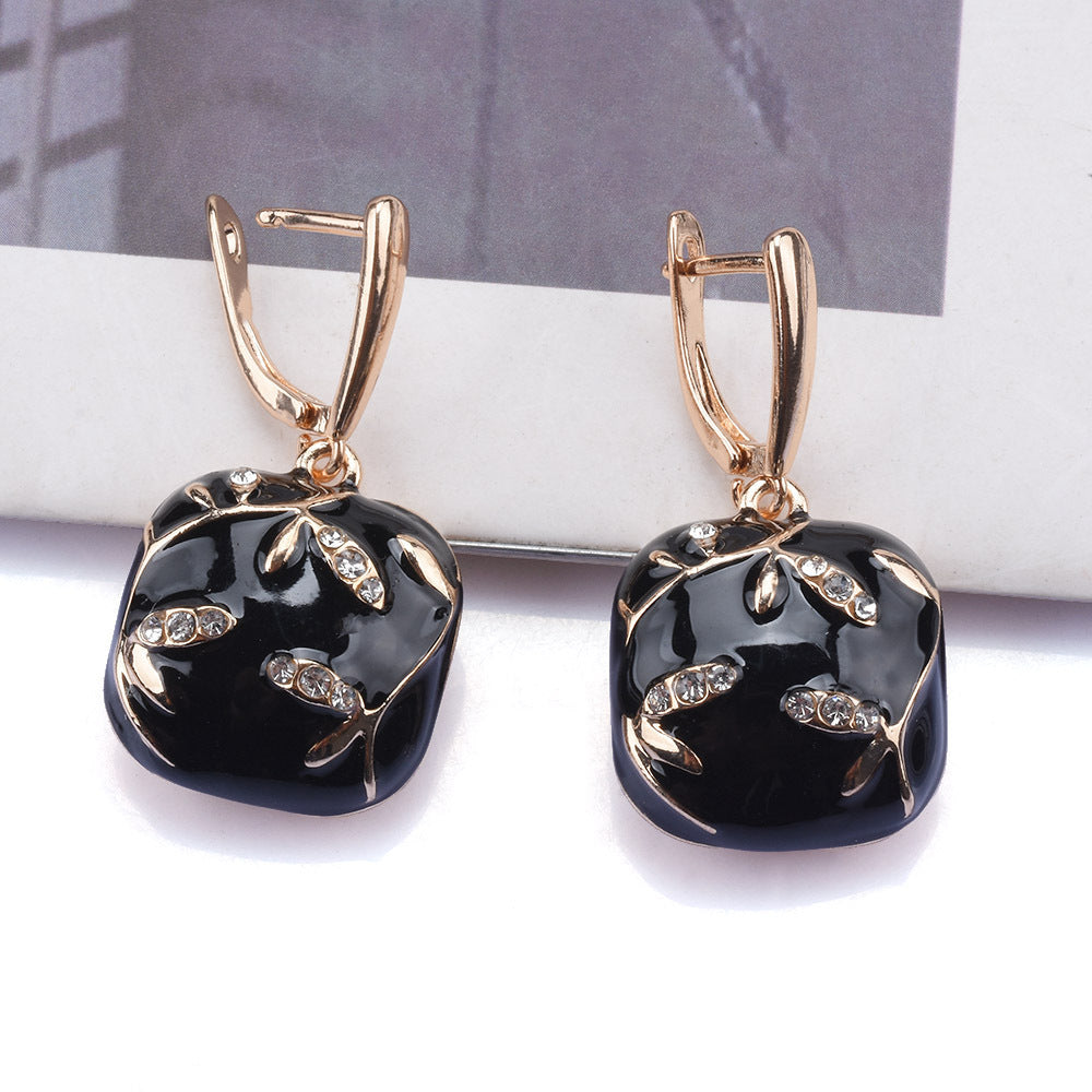 Alloy Drop Oil Earrings Fashion Geometry Pattern Niche High Sense