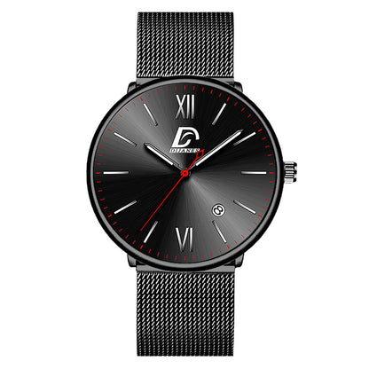 Men's Stainless Steel Calendar Watch Korean Version