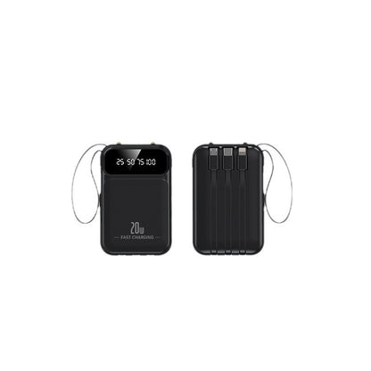 Black power bank with digital display on a white background