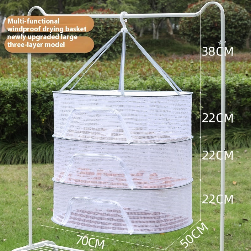 Hanging Network Dry Goods Artifact - Foldable Fly Cage for Balcony Drying