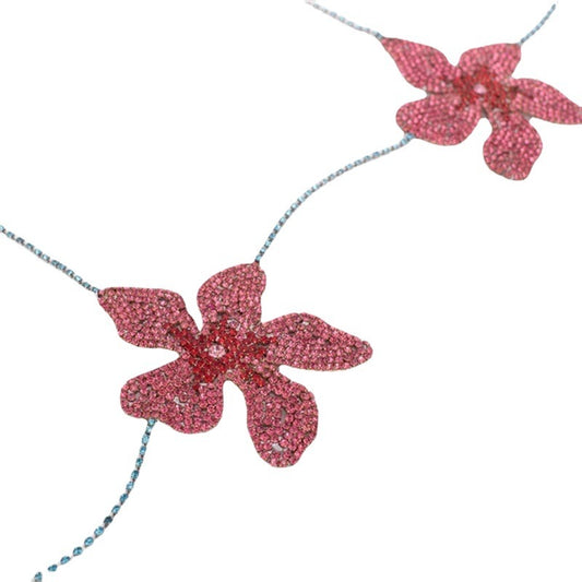European and American Fashion Flower Chest Chain – Elegant Pink Crystal Design