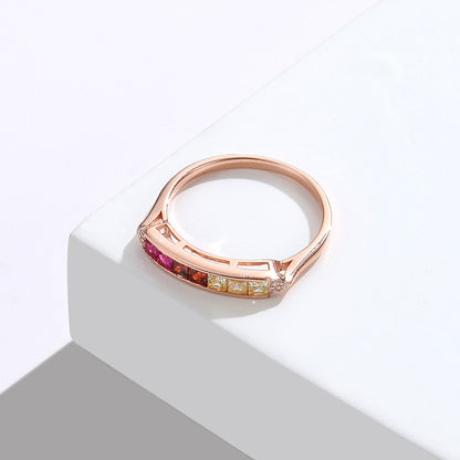 Sterling Silver Female Ring Rainbow Zircon Ring Female