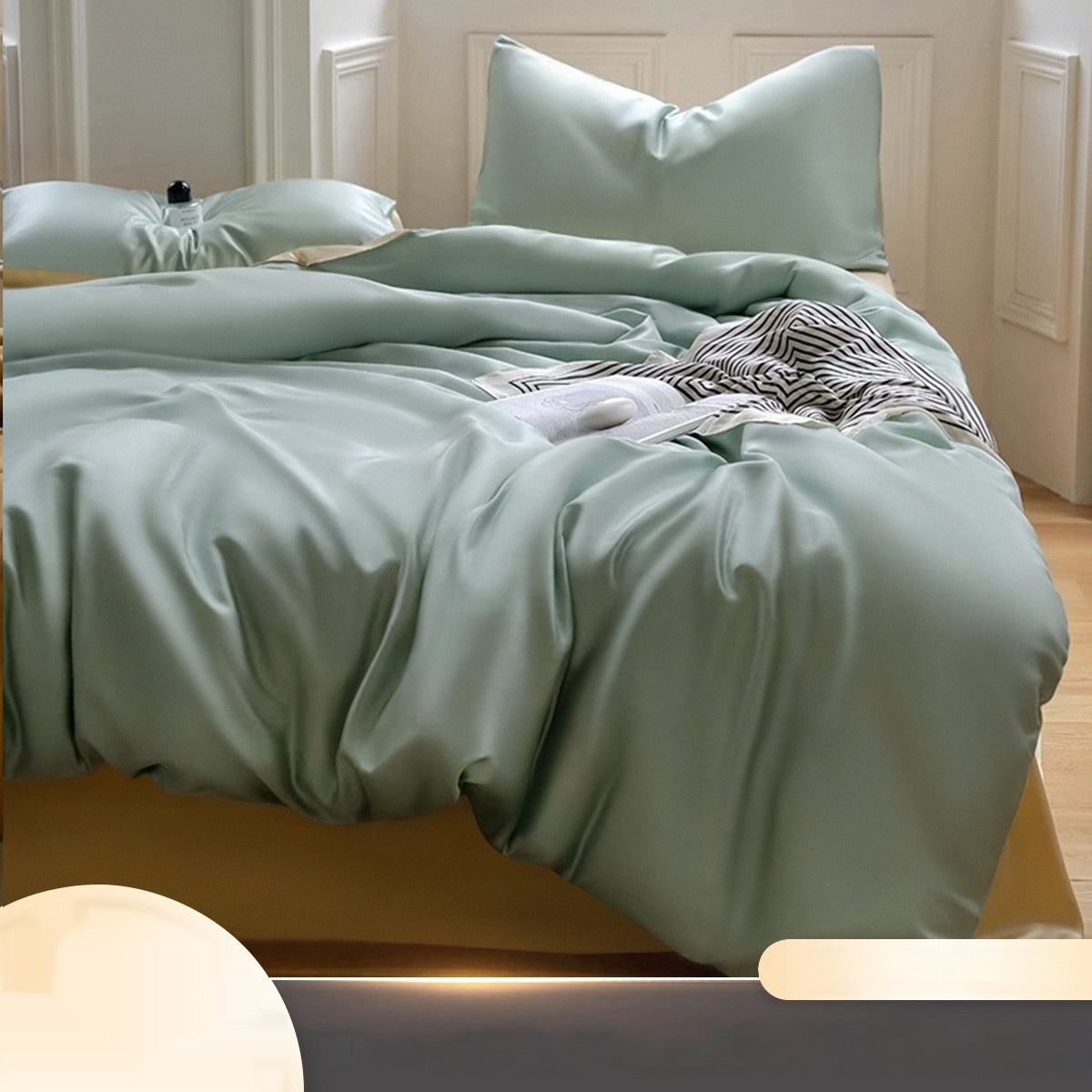 Summer Bed Four-piece Ice Silk Summer Cooling Quilt Cover Fitted Sheet