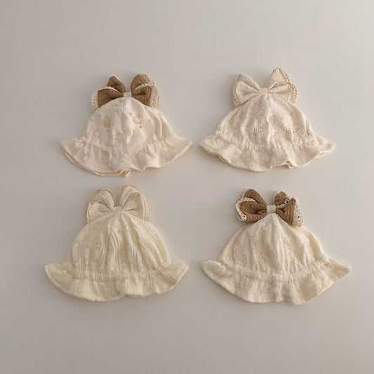 Windproof Bow Fisherman Hat Newborn Small-month Keep Baby Warm Bucket Hat