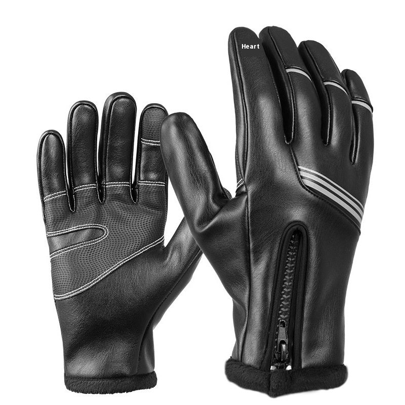Black gloves with gray accents on a white background