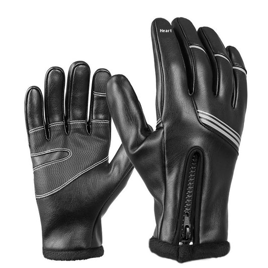 Black gloves with gray accents on a white background