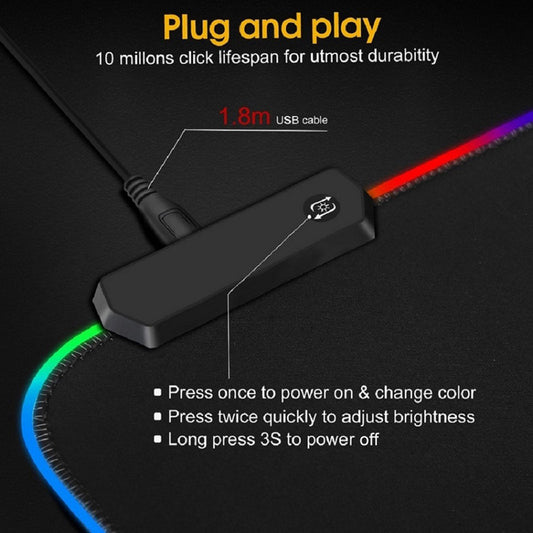 Luminous RGB Mouse Pad Colorful Game Large Size Thickened Non-slip