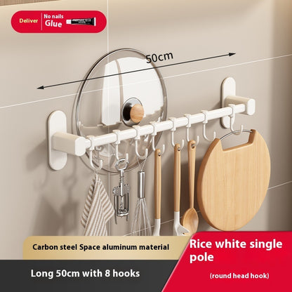 Aluminum Kitchen Hook Rack Punch-free Spatula Spoon Storage