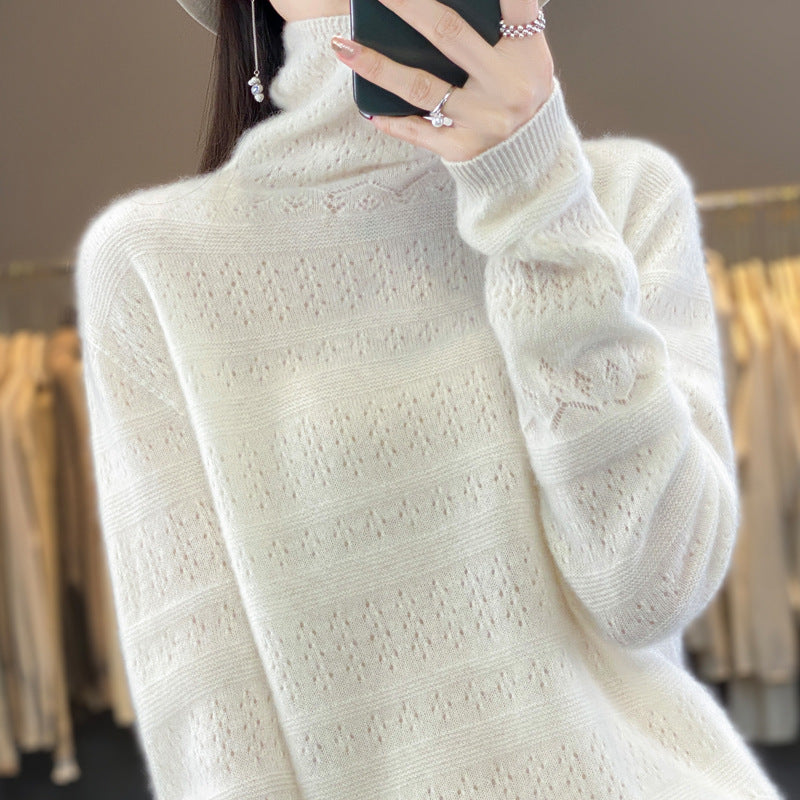 Pile Collar Front Line Ready-made Garments 100 Woolen Sweater For Women