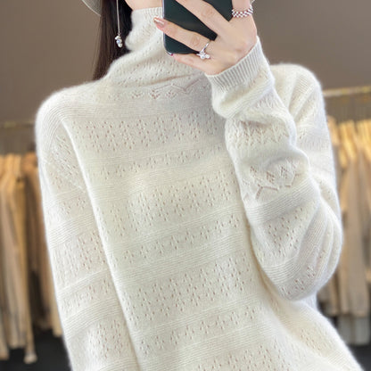 Pile Collar Front Line Ready-made Garments 100 Woolen Sweater For Women