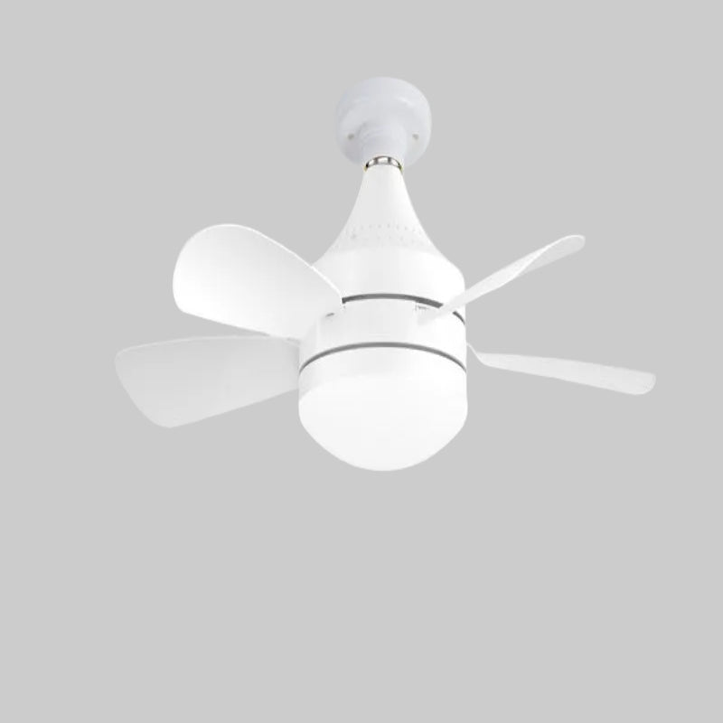 Ceiling fan with three-speed regulation feature on a gray background